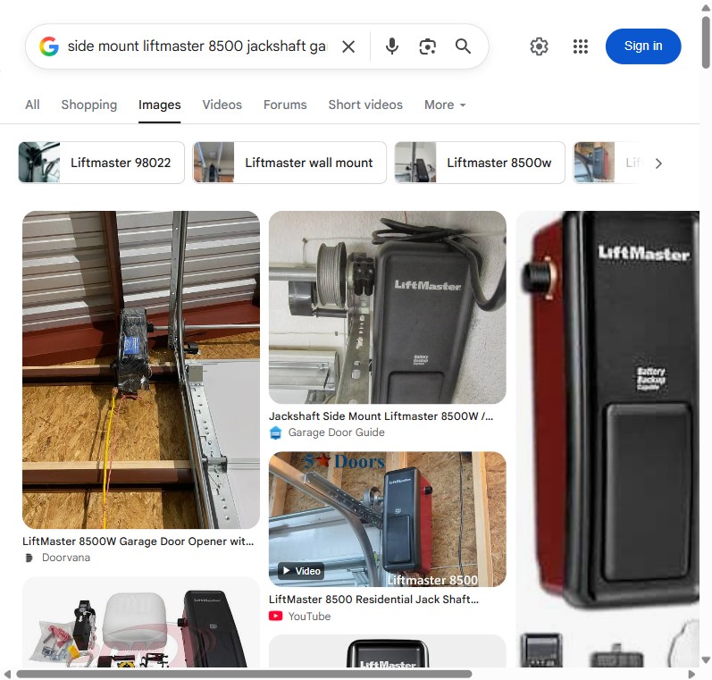LiftMaster 8500 jackshaft side mount